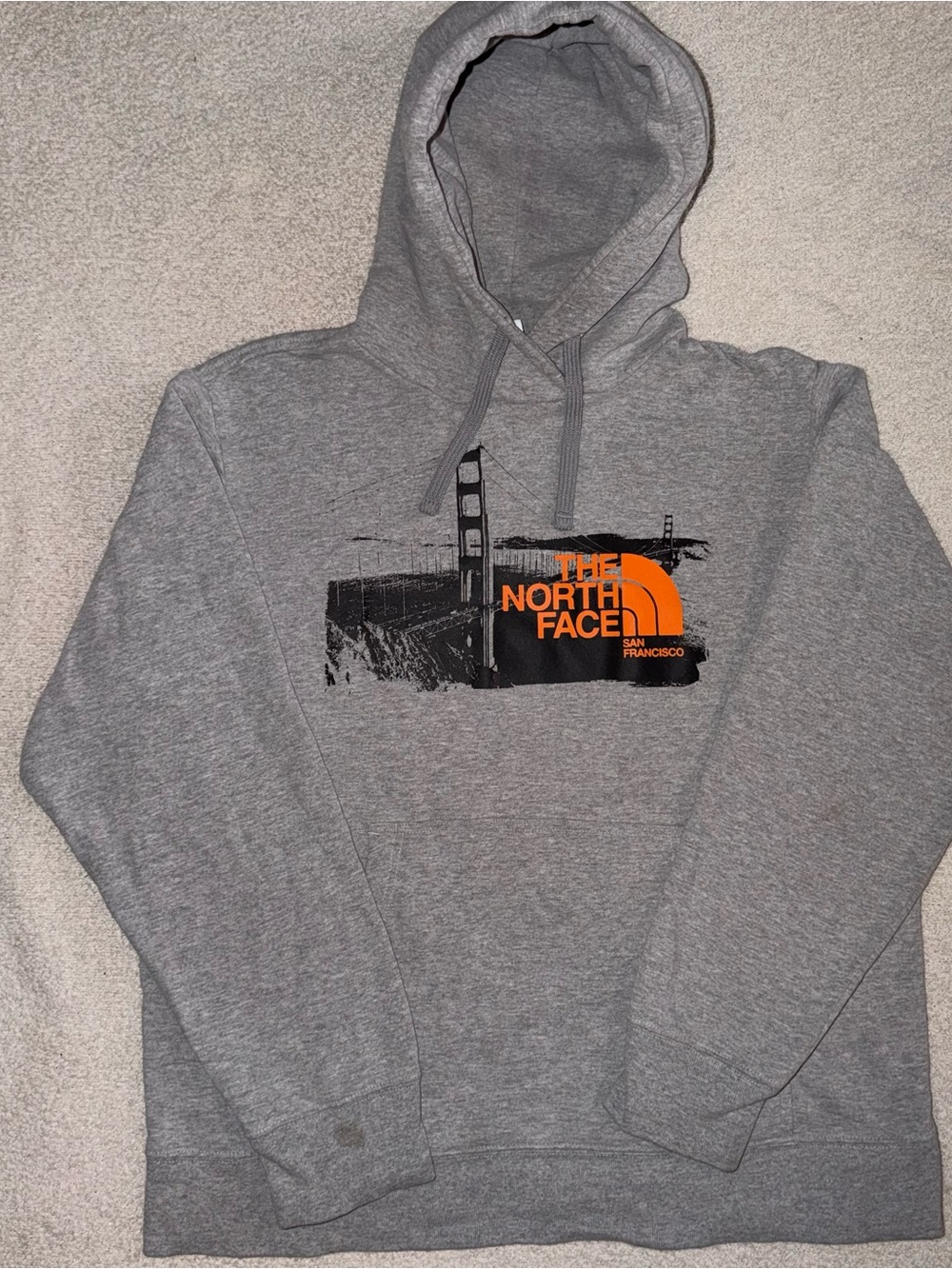 The North Face San Francisco Golden Gate Bridge Rare Hoodie Men’s L–Gray Orange